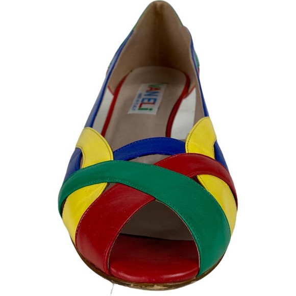 VAN ELI Women's Size 9M Sandals Peep Toe Primary Colors Low Heels Made in Italy - Picture 10 of 12